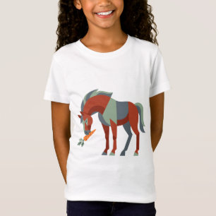 T-Shirt Illustration de cheval géométrique mangeant une ca