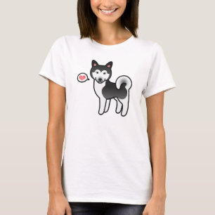 T-shirt Illustration de chien Alaskan Malamute noir et bla