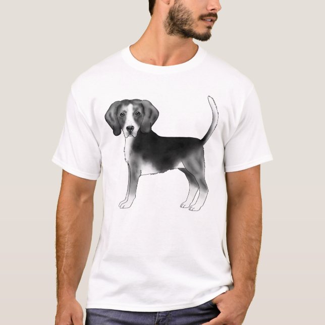 T-shirt Illustration De Chien Beagle En Noir Et Blanc (Devant)