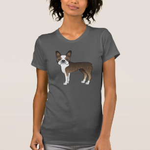 T-shirt Illustration de chien Boston Terrier bringé et bla