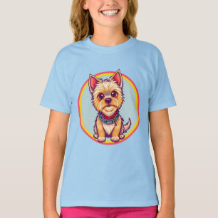 T-shirt Illustration de chien de dessin animé adorable