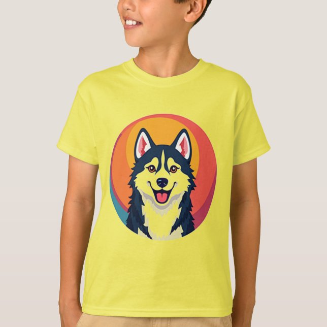 T-shirt Illustration de chien de dessin animé mignon (Devant)