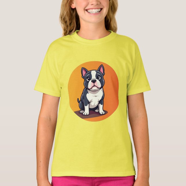 T-shirt Illustration de chien de dessin animé mignon (Devant)