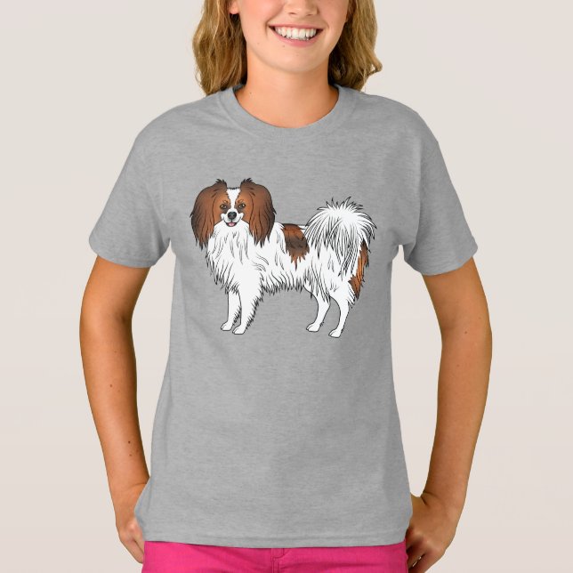 T-shirt Illustration de chien jouet de race Phalène sable  (Devant)