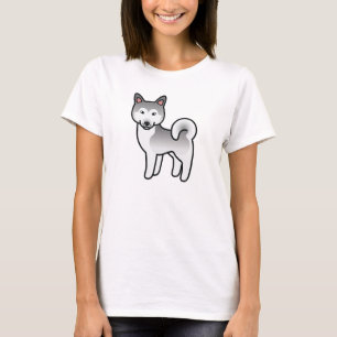 T-shirt Illustration de chien Malamute d'Alaska gris et bl