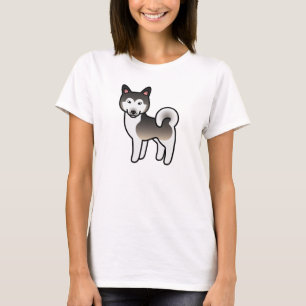 T-shirt Illustration de chien Malamute d'Alaska gris loup
