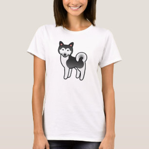 T-shirt Illustration de chien Malamute d'Alaska noir et bl