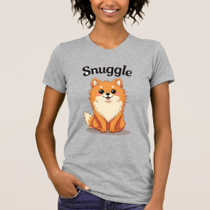 T-shirt Illustration de chien mignon Pomeranian câlin vint