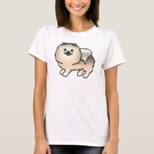T-shirt Illustration de chien Poméranie mignon de style de
