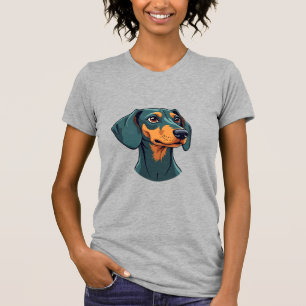 T-shirt Illustration de chien rétro Art de portrait de tec
