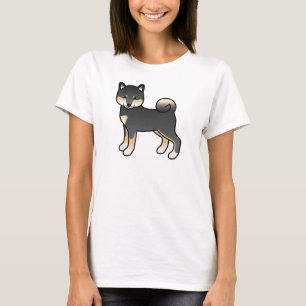 T-shirt Illustration de chien Shiba Inu noir et feu de sty