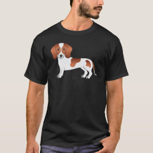 T-shirt Illustration de chien teckel à poil ras pied-de-bi