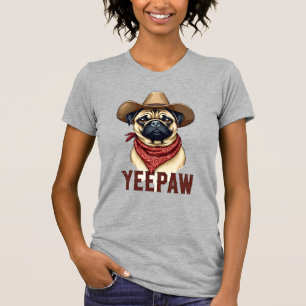 T-shirt Illustration de chien western YeePaw Pug cowboy vi