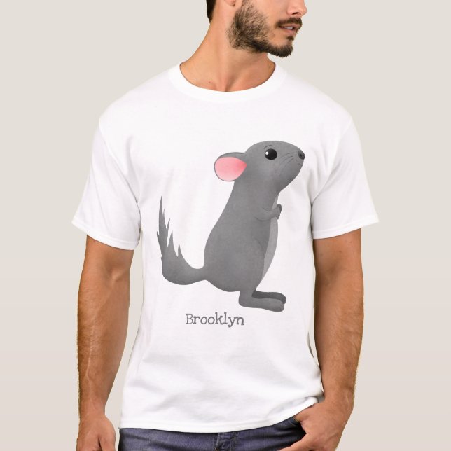 T-shirt Illustration de chinchilla gris mignon (Devant)