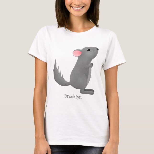 T-shirt Illustration de chinchilla gris mignon (Devant)