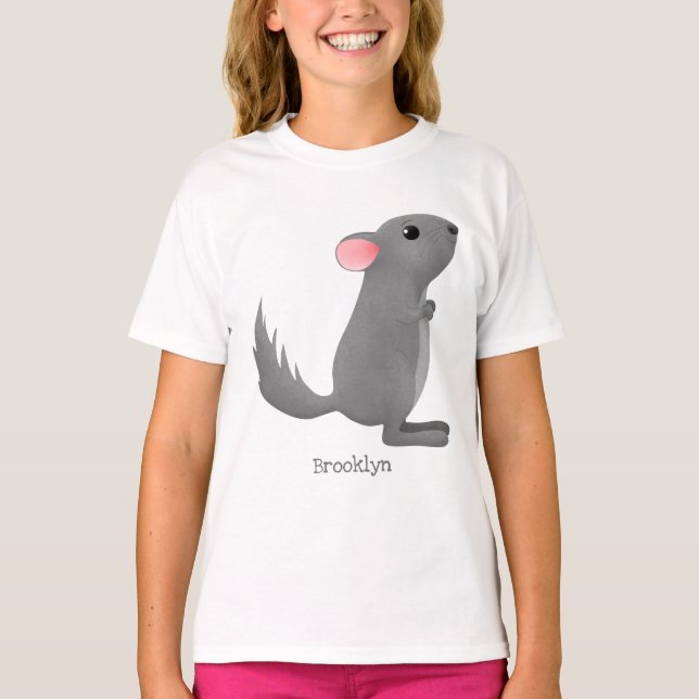 T-shirt Illustration de chinchilla gris mignon (Devant)