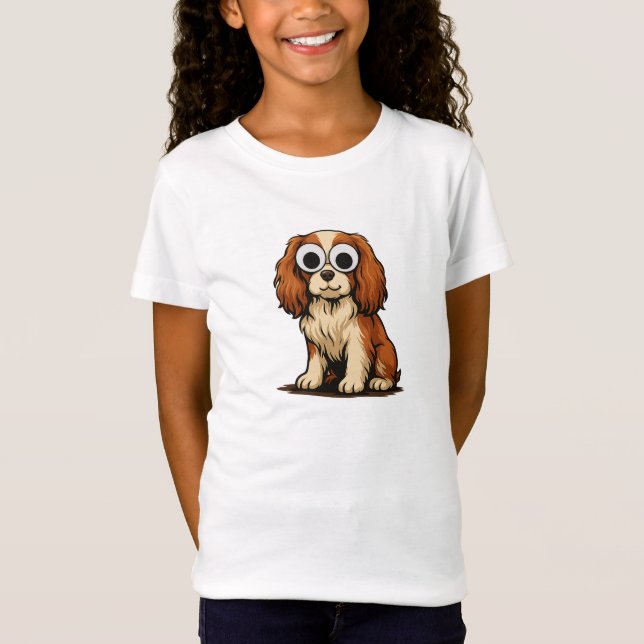 T-Shirt Illustration de chiot aux yeux Google mignons (Devant)