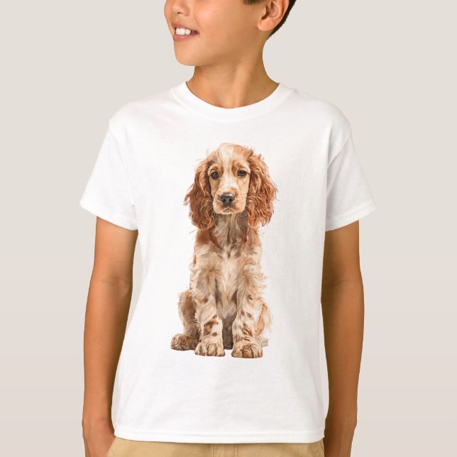 T-shirt Illustration de chiot Golden Cocker Spaniel pour e (Devant)