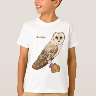 T-shirt illustration de chouette effraie de dessin animé