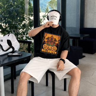 T-shirt Illustration de citrouille de maison hantée Hallow