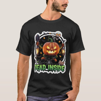 T-shirt Illustration de citrouille-lanterne effrayante ave