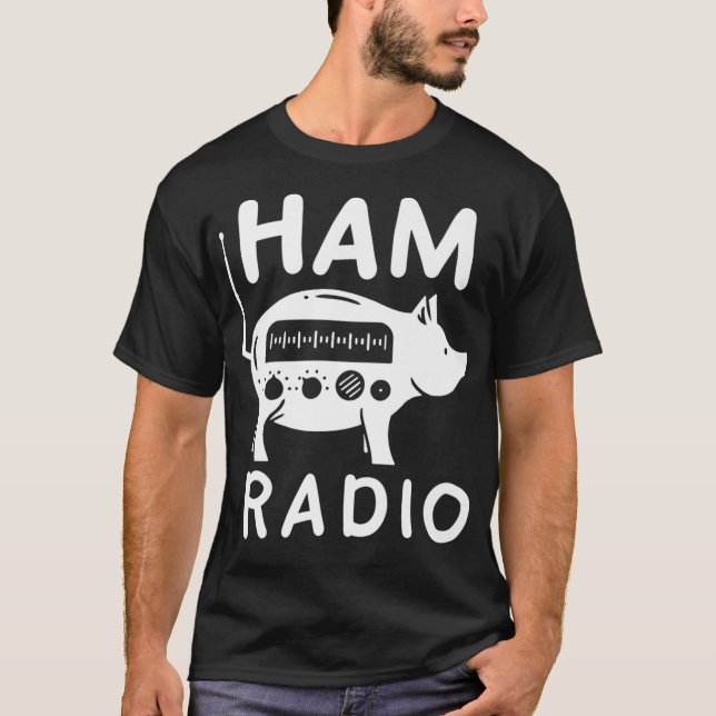 T-shirt Illustration De Cochon De Radio De Jambon Pour Une (Devant)