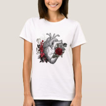Illustration de cœur vintage avec des roses rouges