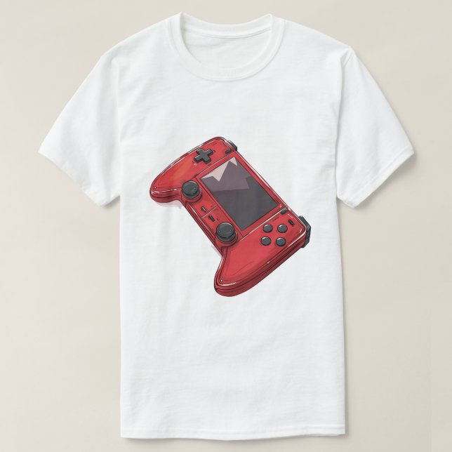 T-shirt Illustration de console portable cramoisie (Design devant)
