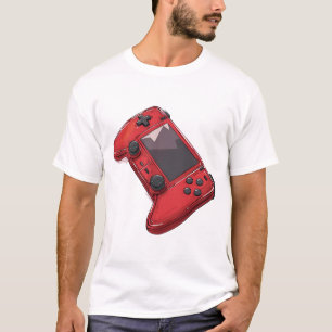T-shirt Illustration de console portable cramoisie