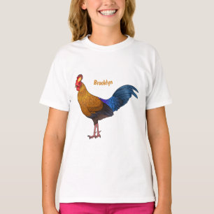 T-shirt illustration de coq de Lafayette de dessin animé