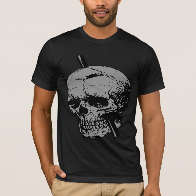 T-shirt Illustration de crâne avec vecteur de fer à tampon (Devant)