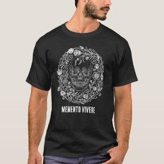 T-shirt Illustration de crâne et de fleurs sauvages dans l