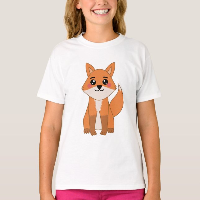 T-shirt Illustration de Cute Kawaii Orange Fox (Devant)