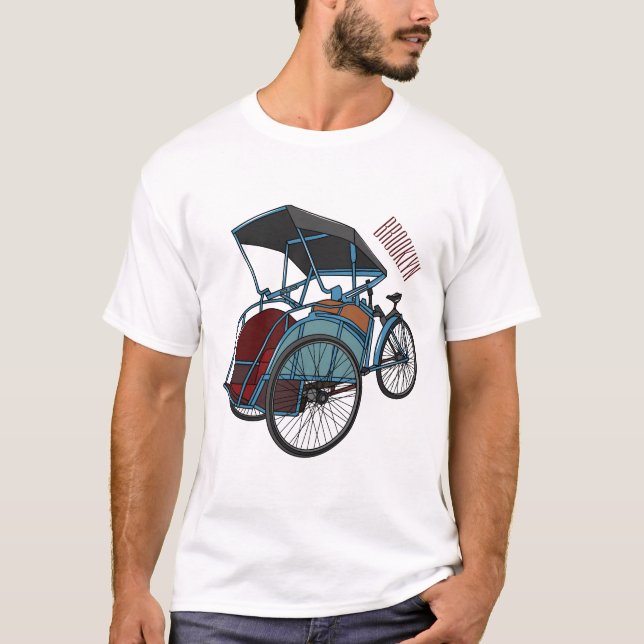 T-shirt Illustration de cyclo-pousse (Devant)