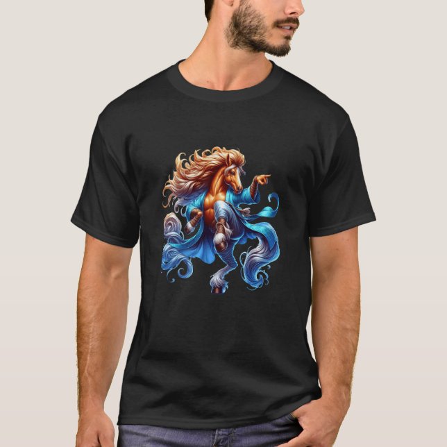 T-shirt Illustration de danse de guerrier de cheval dynami (Devant)