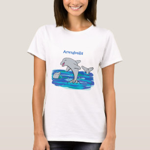 T-shirt Illustration de dauphins heureux adorables