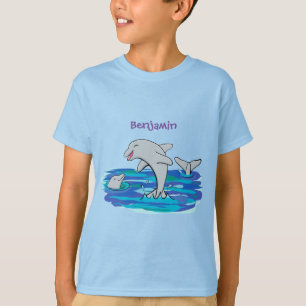 T-shirt Illustration de dauphins heureux adorables