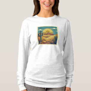 T-shirt Illustration de désert de style rétro boho vintage