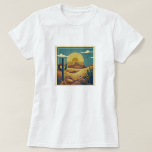 T-shirt Illustration de désert de style rétro boho vintage