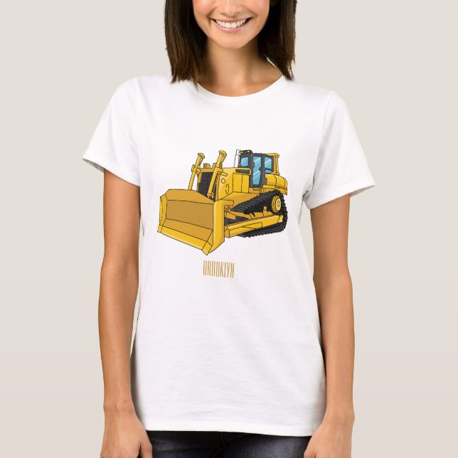 T-shirt Illustration de dessin animé Bulldozer (Devant)
