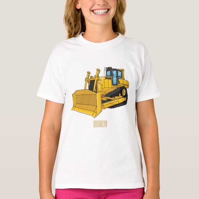 T-shirt Illustration de dessin animé Bulldozer (Devant)
