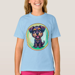 T-shirt Illustration de dessin animé coloré de chien joyeu