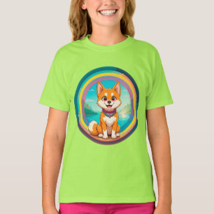 T-shirt Illustration de dessin animé coloré de chien joyeu
