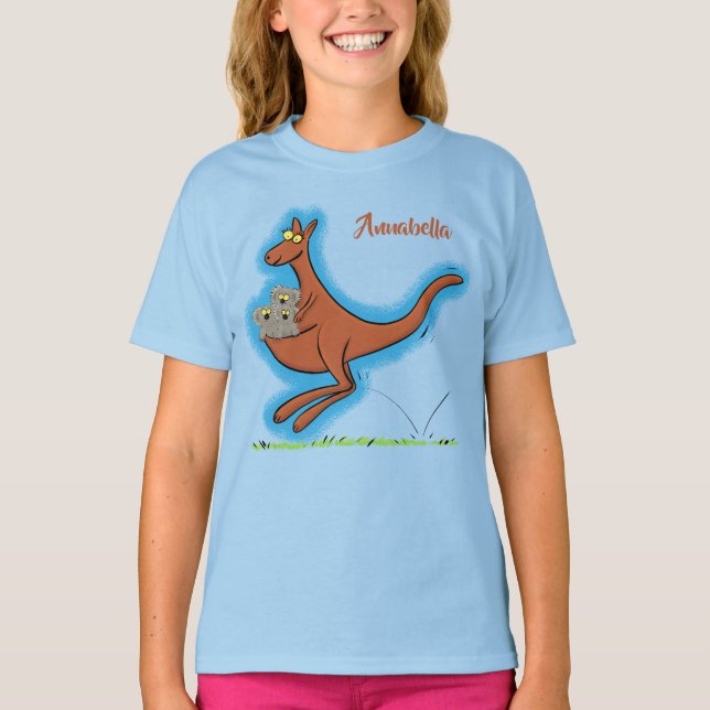 T-shirt Illustration de dessin animé Cute kangaroo et koal (Devant)