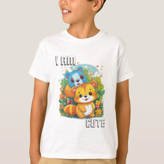 T-shirt Illustration de dessin animé d'animal mignon je su