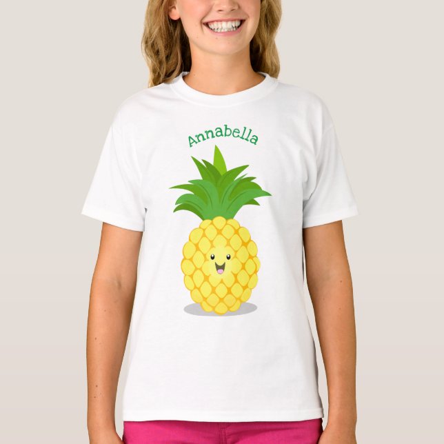 T-shirt Illustration de dessin animé de ananas mignon (Devant)