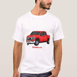 T-shirt Illustration de dessin animé de camionnette rouge 
