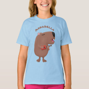 T-shirt Illustration de dessin animé de capybara ukulele