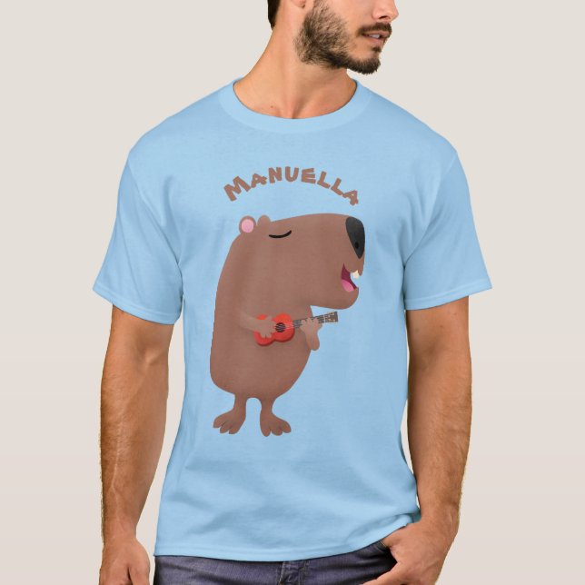 T-shirt Illustration de dessin animé de capybara ukulele (Devant)