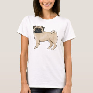 T-shirt Illustration de dessin animé de chien Carlin coule